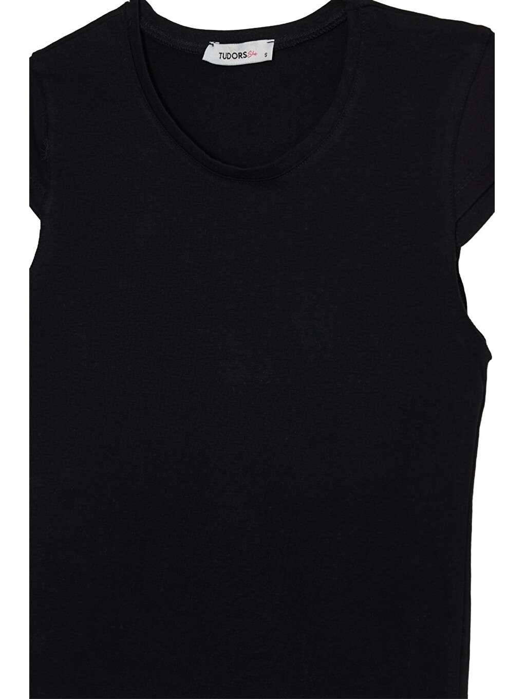 Kadın Slim Fit Dar Kesim Pamuklu Elastanlı Bisiklet Yaka Ay Kol Siyah Tişört-1