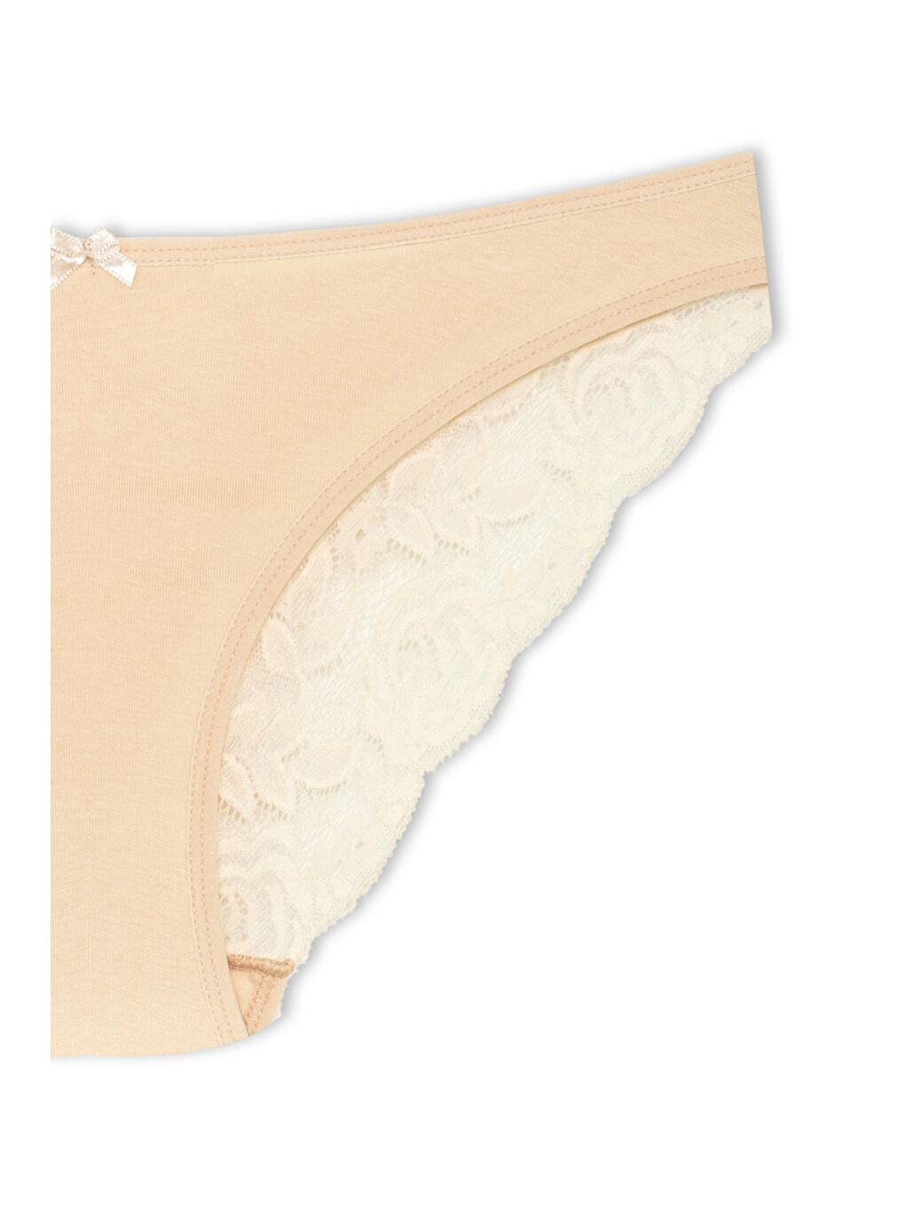 Bej Pamuklu Arkası V Dantel Slip Kadın Külot-2