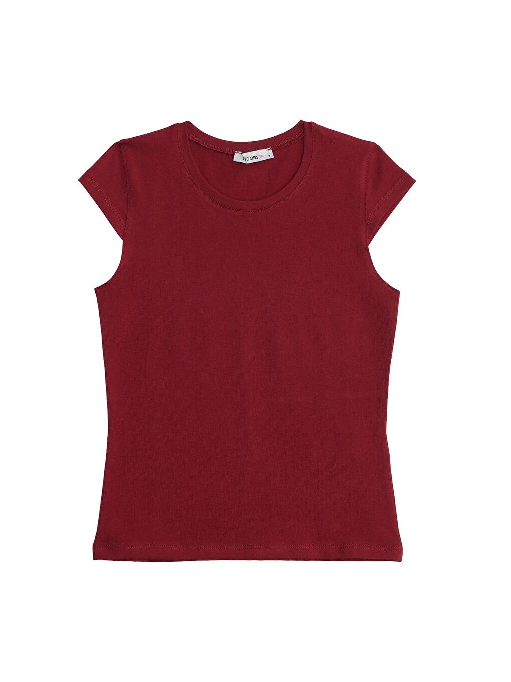 Kadın Slim Fit Dar Kesim Pamuklu Elastanlı Bisiklet Yaka Ay Kol Bordo Tişört
