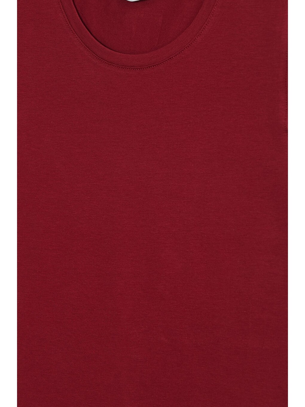 Kadın Slim Fit Dar Kesim Pamuklu Elastanlı Bisiklet Yaka Ay Kol Bordo Tişört-1