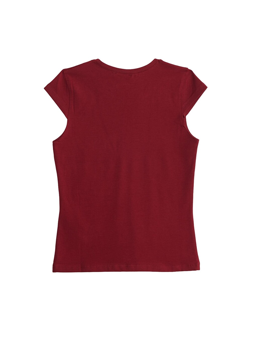 Kadın Slim Fit Dar Kesim Pamuklu Elastanlı Bisiklet Yaka Ay Kol Bordo Tişört-3
