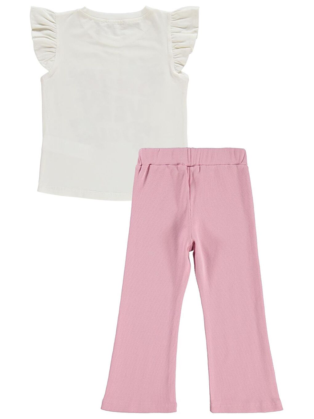 Girls Smile Baskılı 2-5 Yaş Takım - Kırık Beyaz-Koyu Pembe-2