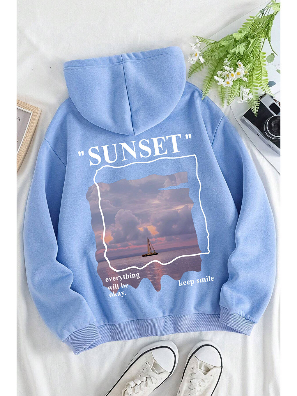 uyguntarz Bebek Mavisi Unisex Sunset Baskılı Sweatshirt - 1