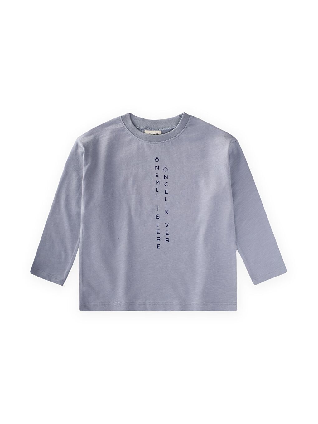 Sloganlı Uzun Kollu T-Shirt 2-10 Yaş Pastel Mavi