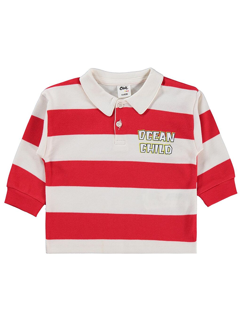 Baby Çizgili 6-18 Ay Sweatshirt - Kırmızı