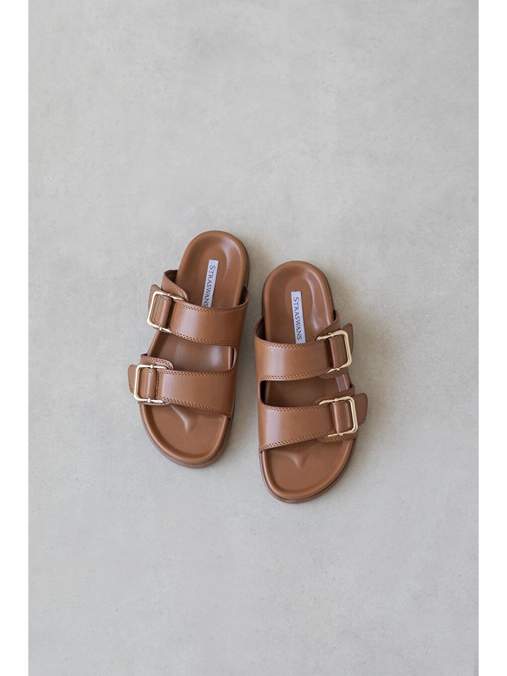 Kahverengi Axel Kadın Toka Detay Günlük Konfor Deri Terlik Taba