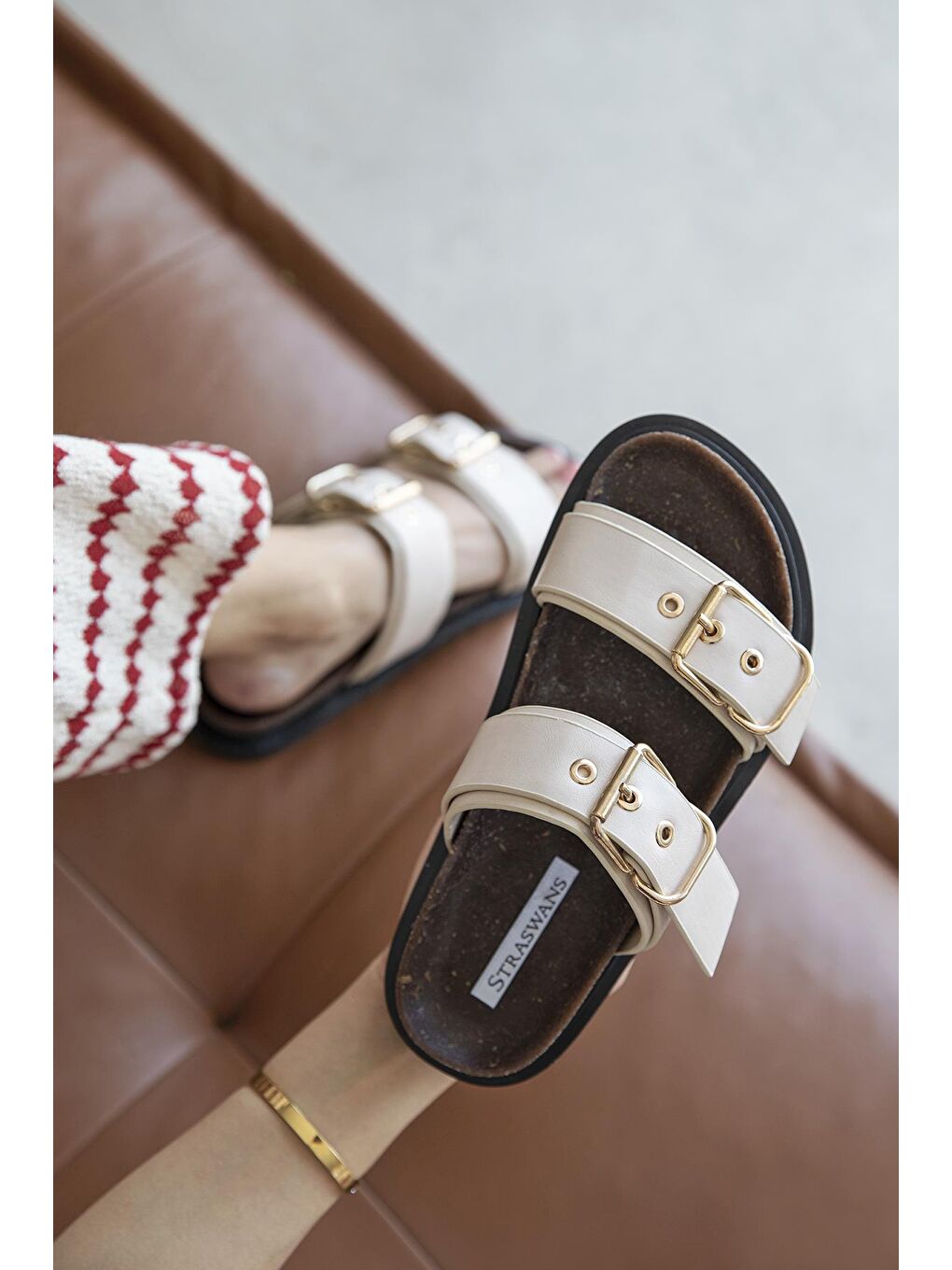 Gita Kadın Toka Detay Günlük Konfor Deri Terlik Bej-1