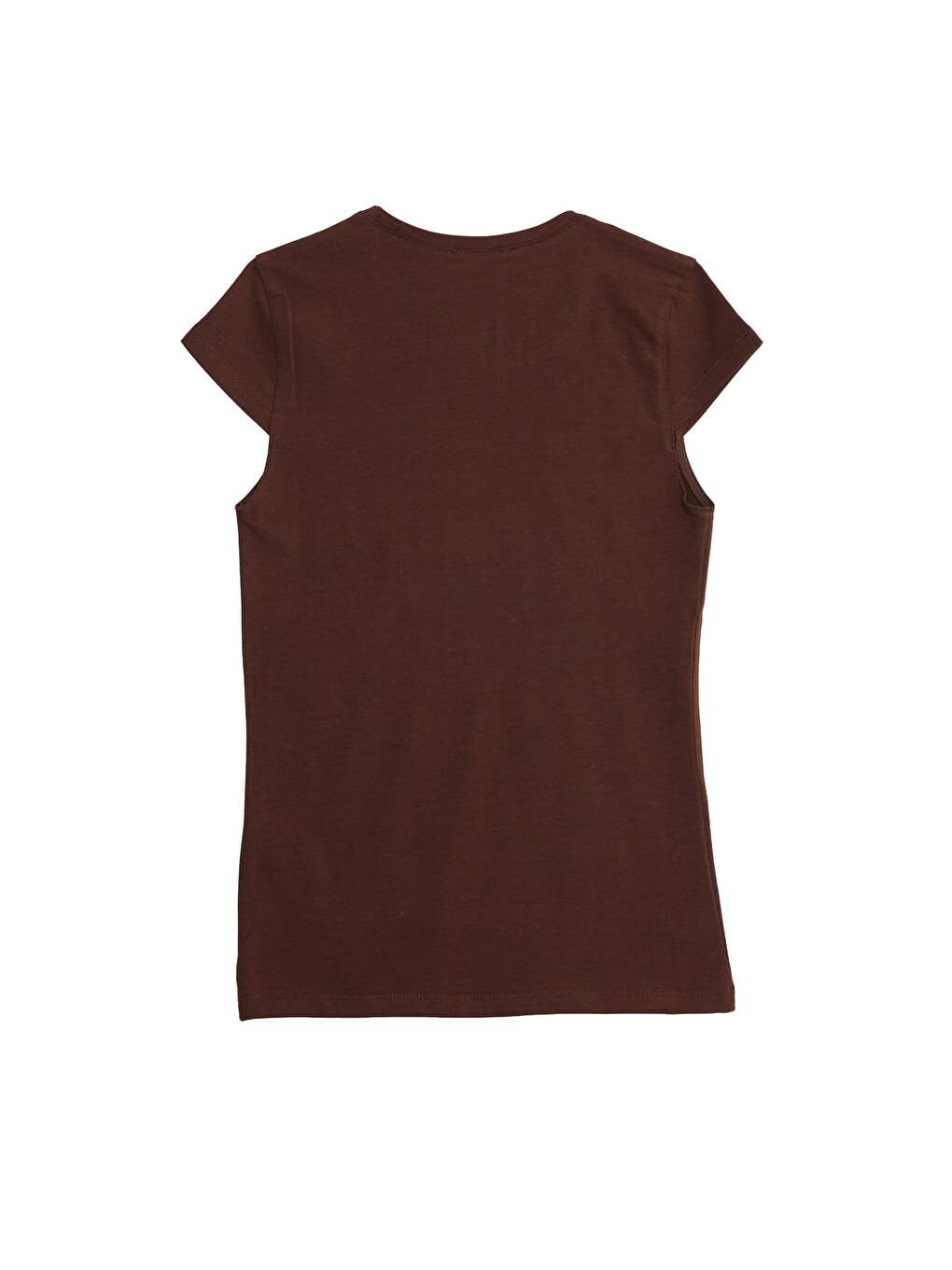 Kadın Slim Fit Dar Kesim Pamuklu Elastanlı Bisiklet Yaka Ay Kol Kahverengi Tişört-3