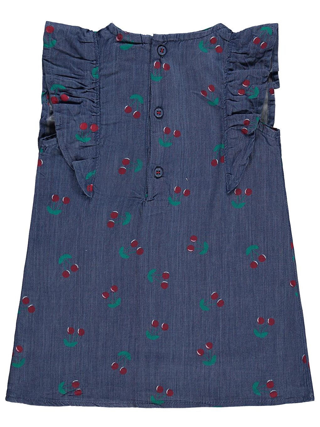 Baby Kiraz Empirme Fırfırlı 6-18 Ay Elbise - Mavi-1