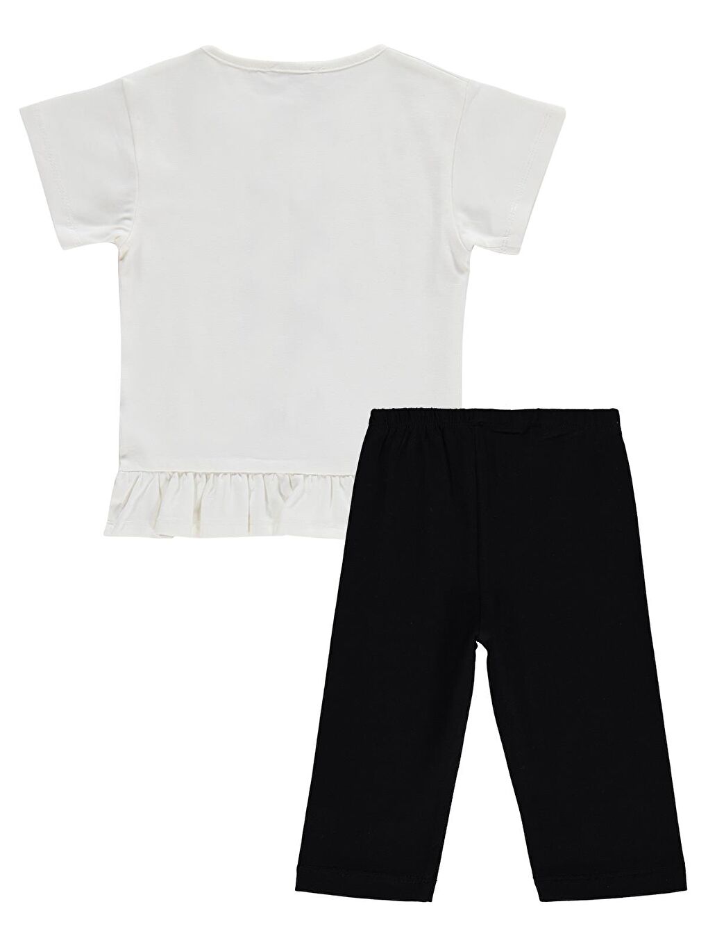 Siyah Girls Fiyonklu 2-5 Yaş Takım - Ekru-1