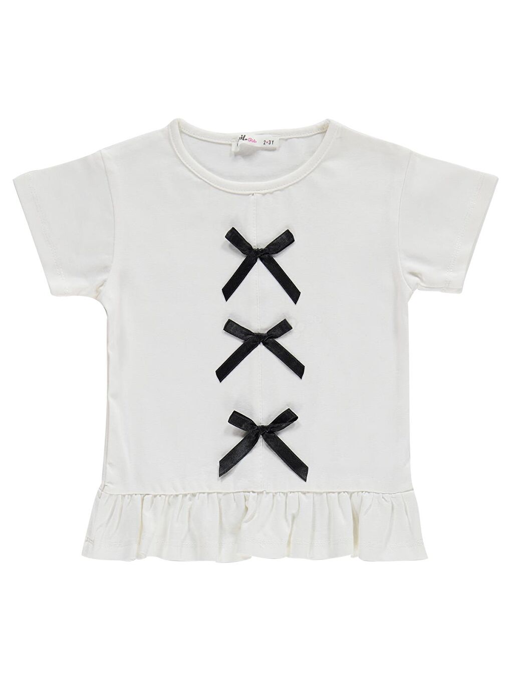 Siyah Girls Fiyonklu 2-5 Yaş Takım - Ekru-2