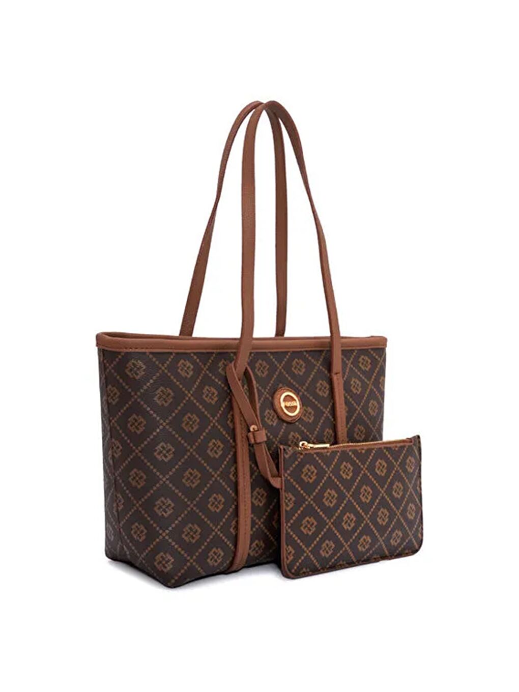 Kahverengi Kadın Lina Monogram Orta Boy Cüzdanlı Omuz Çantası-1