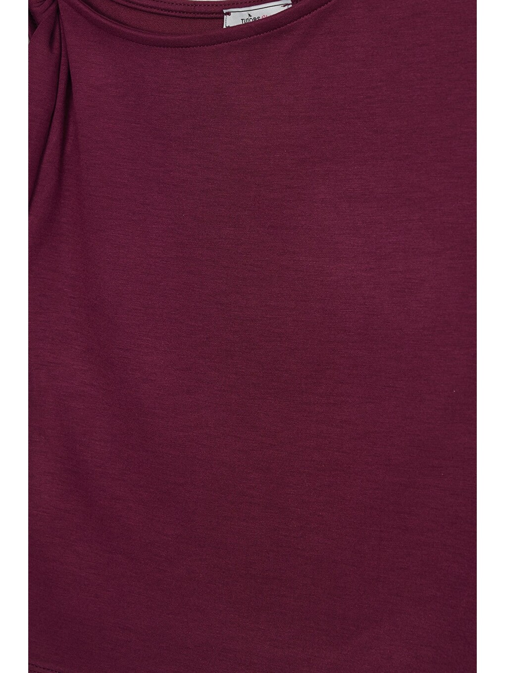 Kadın Slim Fit Dar Kesim Kısa Kollu Kayık Yaka Bordo Bluz-3