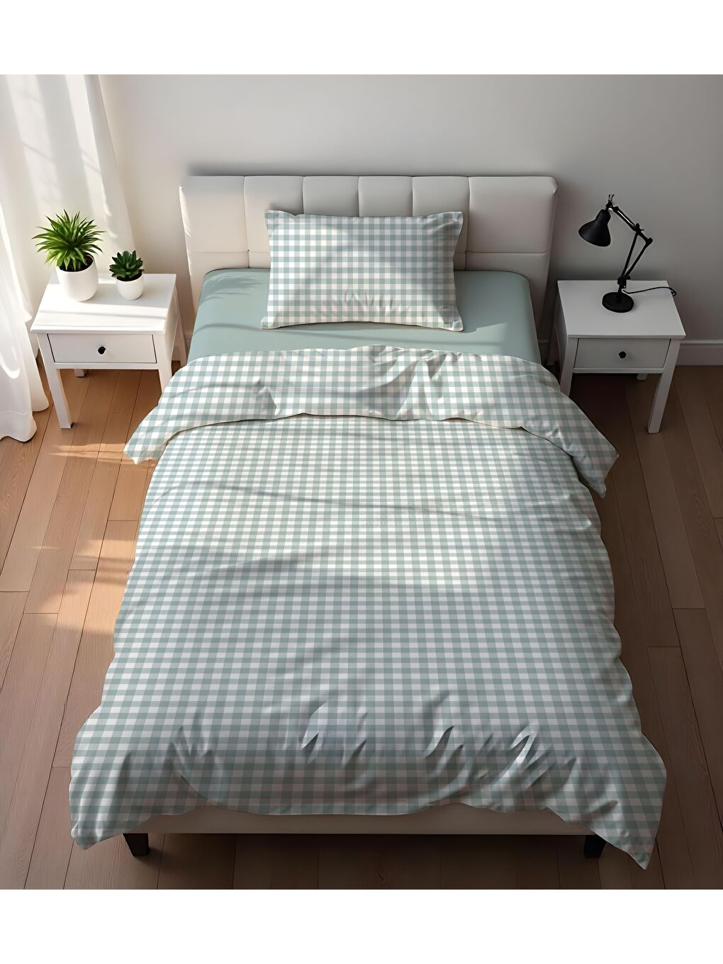 Karışık Çift Taraflı Pötikare  Desenli - Baskılı Tek Kişilik Nevresim Takımı