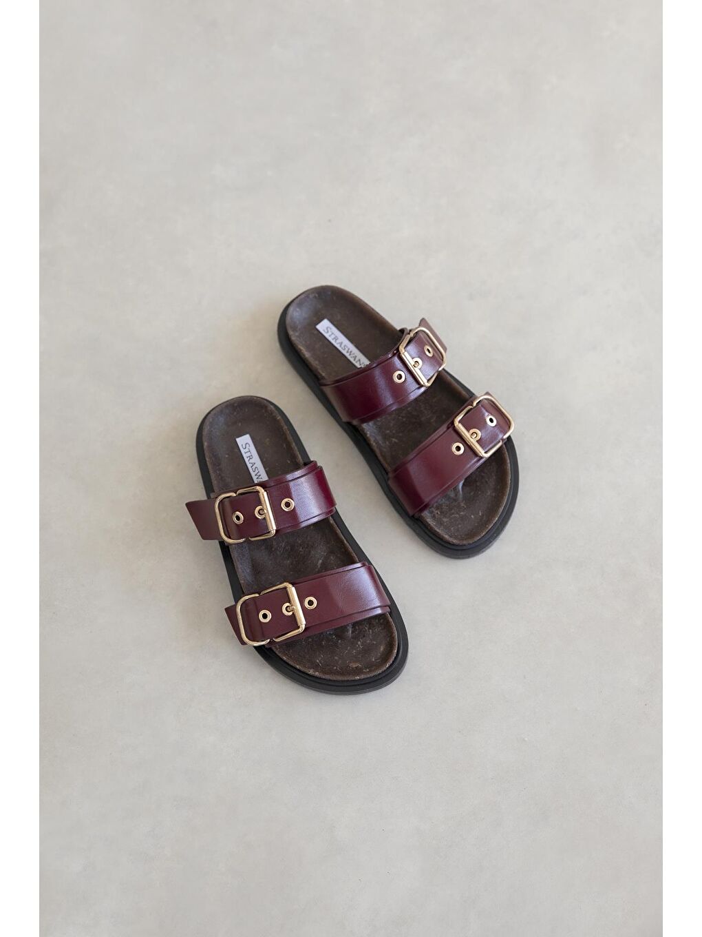 Gita Kadın Toka Detay Günlük Konfor Deri Terlik Bordo-1