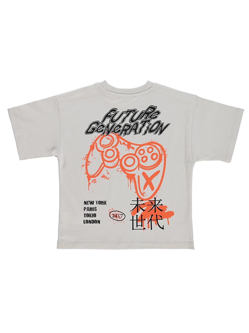 Bej Boys Future Sırt Baskılı 2-5 Yaş Tişört - Koyu Taş Rengi-1