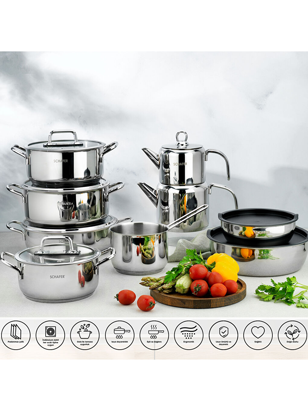 Gri Steel Master 24 Parça Çeyiz Seti-5