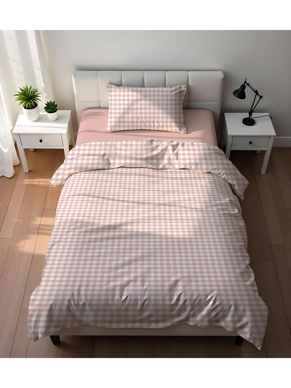 Karışık Çift Taraflı Pötikare  Desenli - Baskılı Tek Kişilik Nevresim Takımı