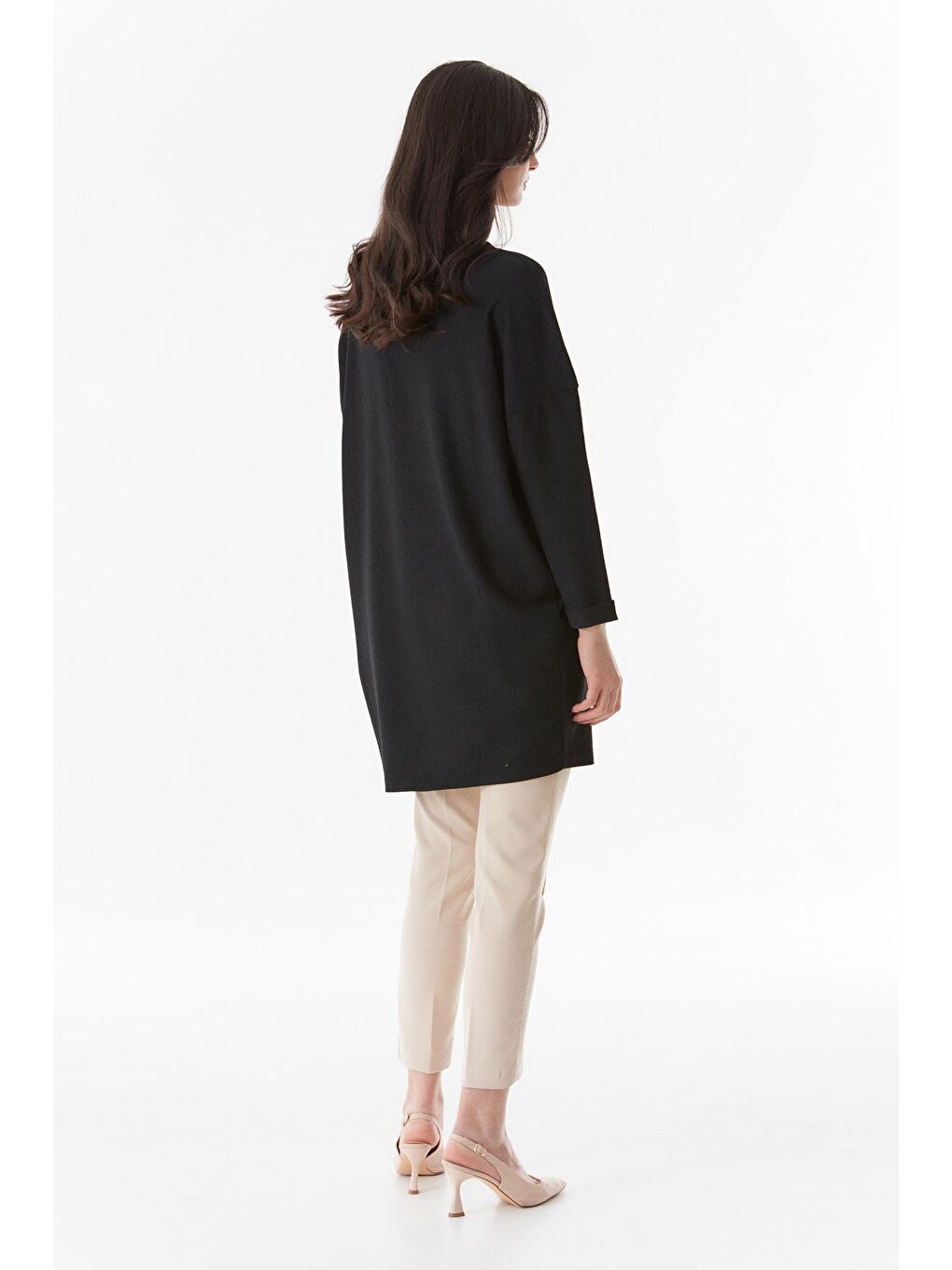 Siyah Bürümcük Kumaş Tunik-3