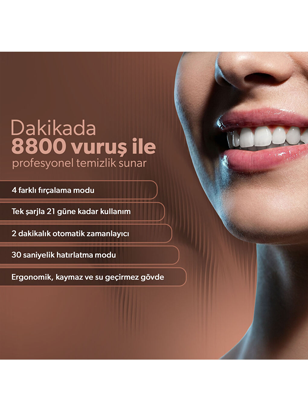 Brushboss 4701H 4 Modlu 21 Kullanım Süreli Akıllı Zamanlayıcılı Şarjlı Diş Fırçası Mavi-1