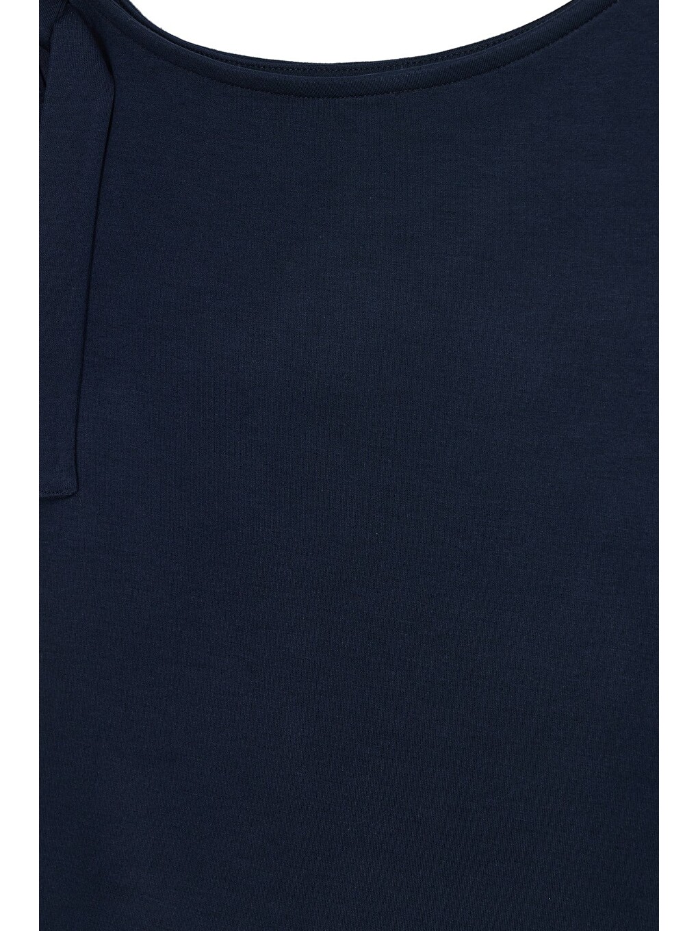 Kadın Slim Fit Dar Kesim Kısa Kollu Kayık Yaka Lacivert Bluz-3
