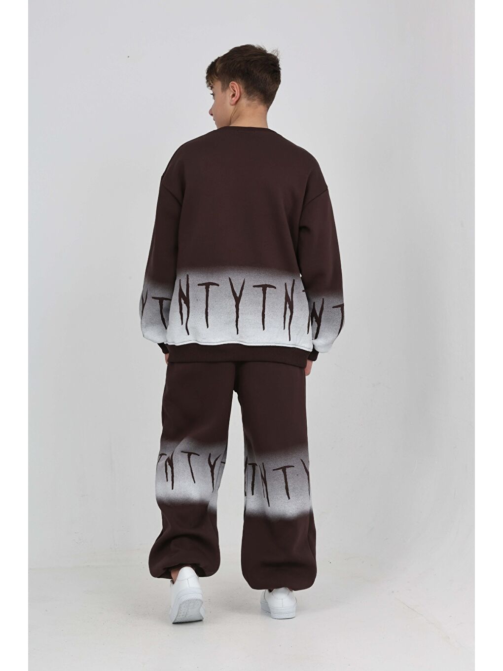 Kahverengi Erkek Çocuk Tnyt Baskılı Eşofman Takım-6