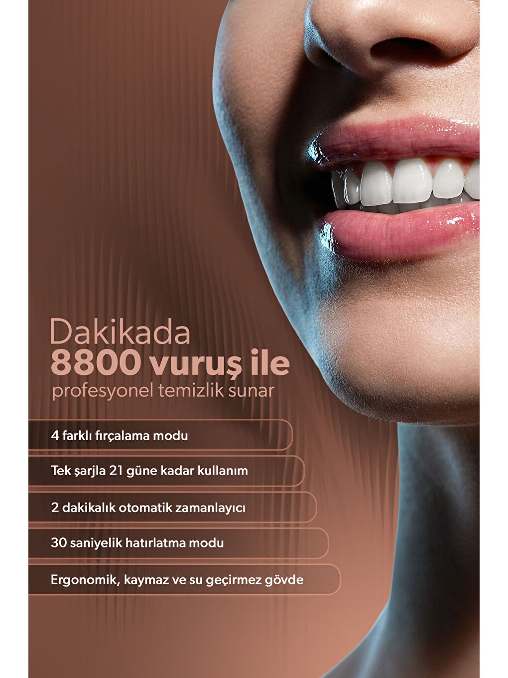 Brushboss 4701H 4 Modlu 21 Kullanım Süreli Akıllı Zamanlayıcılı Şarjlı Diş Fırçası Mavi-3