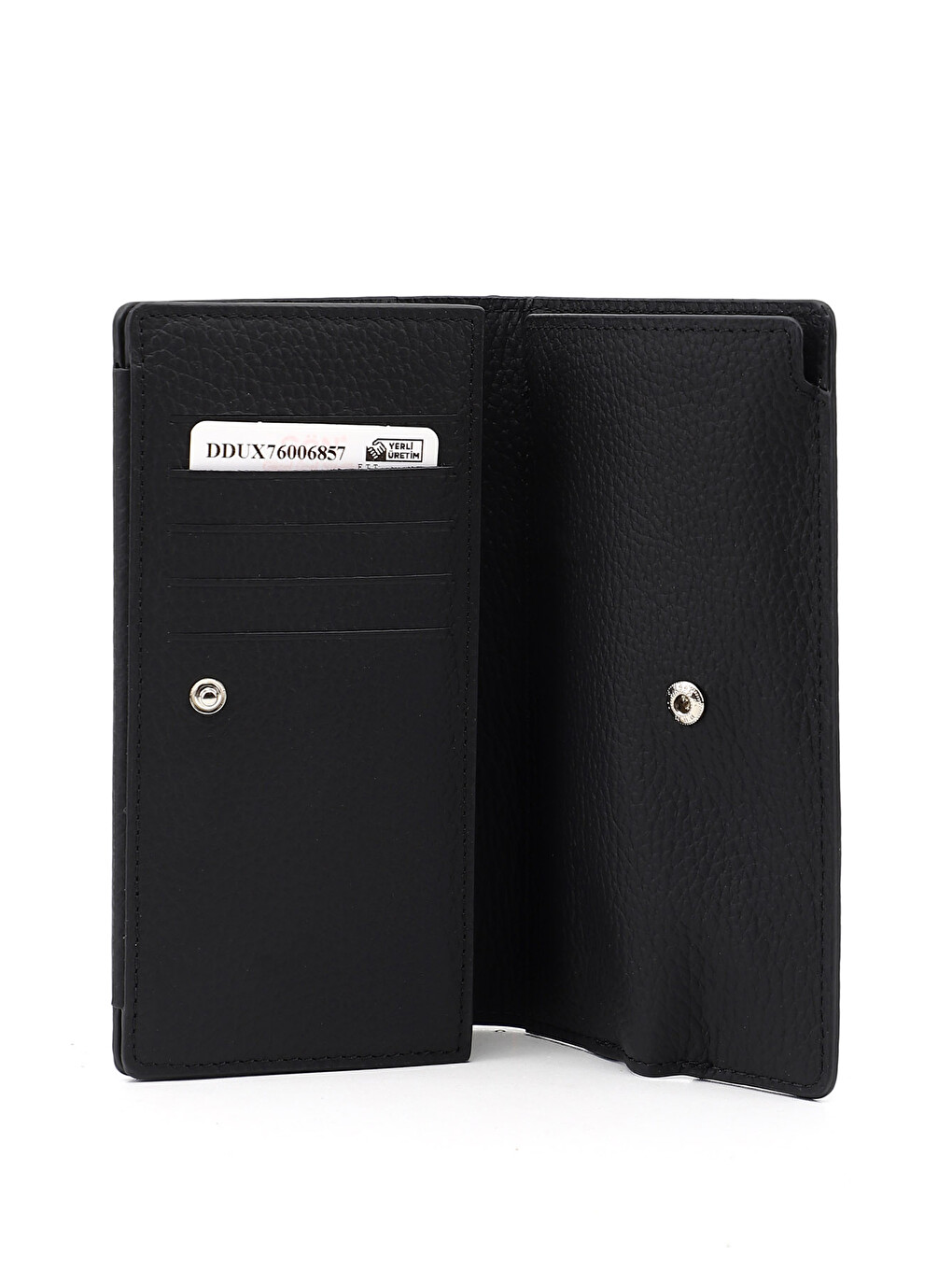 Siyah Unisex MAT SİYAH Hakiki Deri Dikey Cüzdan-2