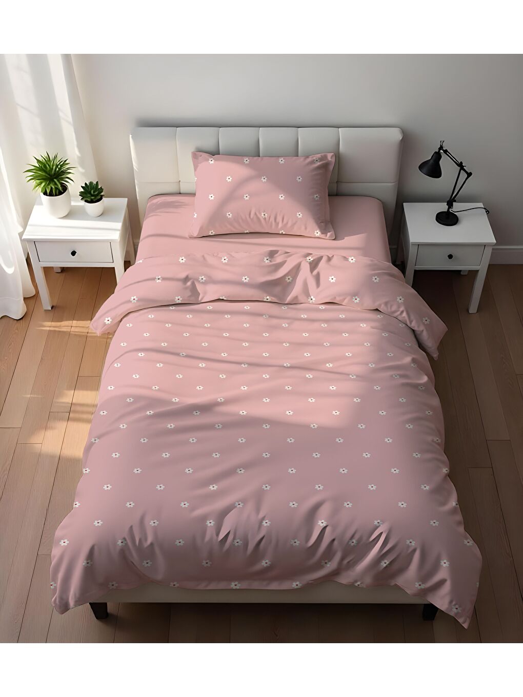 Karışık Çift Taraflı Çiçek Desenli - Baskılı Tek Kişilik Nevresim Takımı