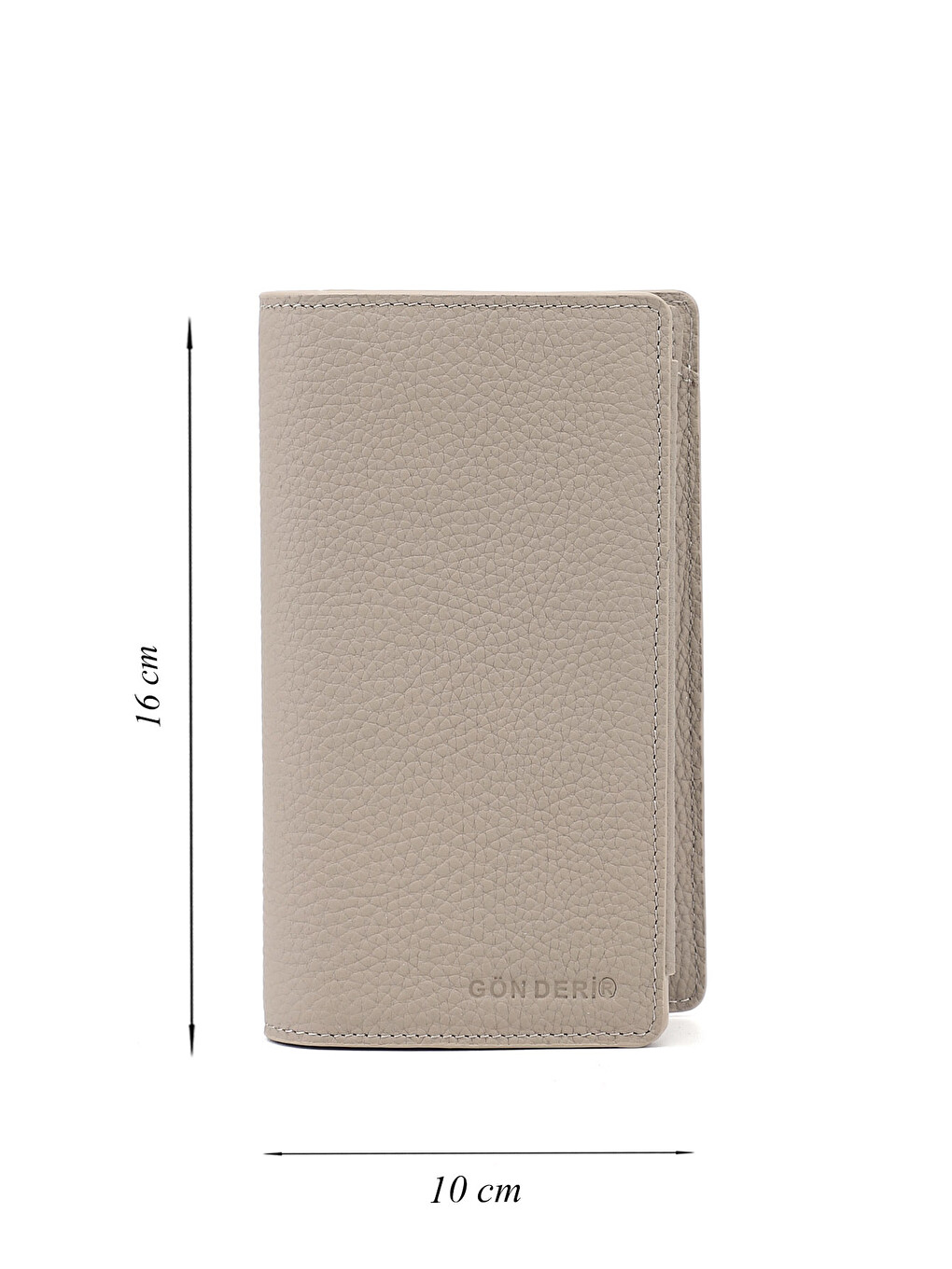 Bej Unisex BEJ-VİZON Hakiki Deri Dikey Cüzdan-1