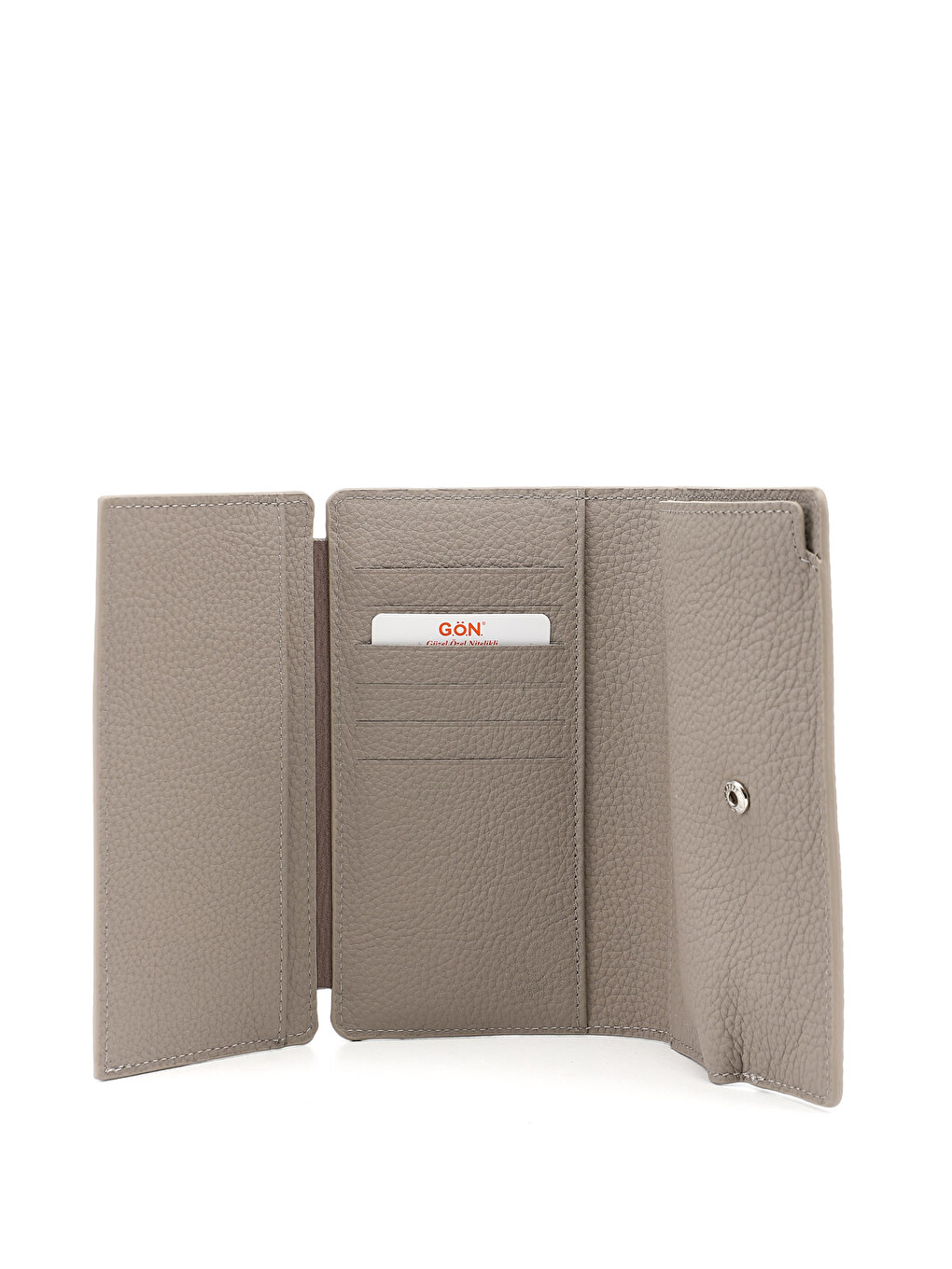 Bej Unisex BEJ-VİZON Hakiki Deri Dikey Cüzdan-3