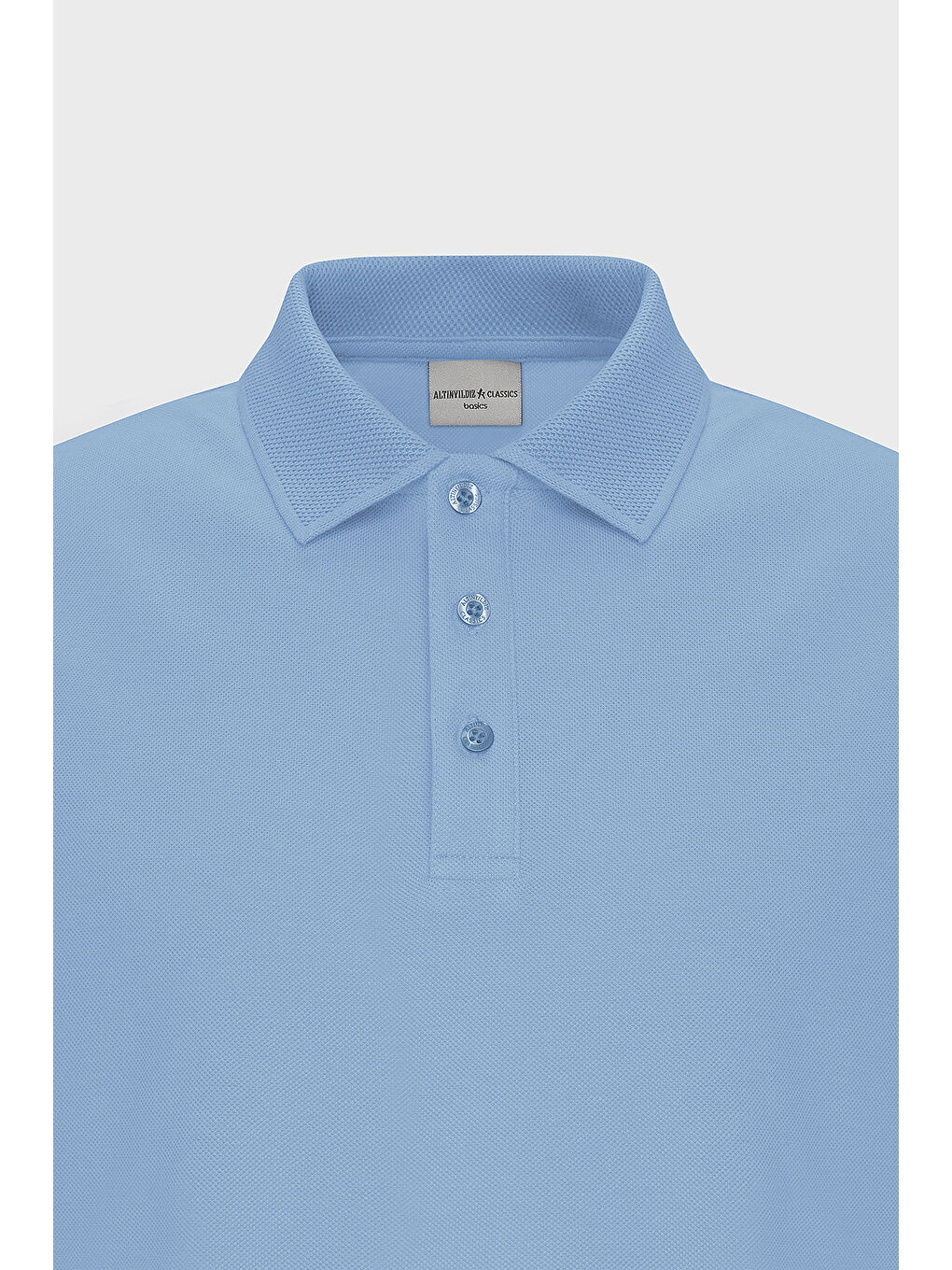 Erkek Açık Mavi Slim Fit Dar Kesim Polo Yaka %100 Pamuk Kısa Kollu Tişört-6