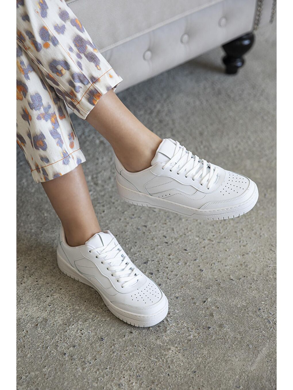 Wantt Kadın  Deri Spor Ayakkabı Beyaz-1