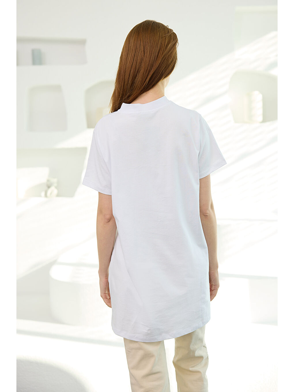 Kadın Ayıcık Baskılı Basic Kısa Kollu İçlik Beyaz-3