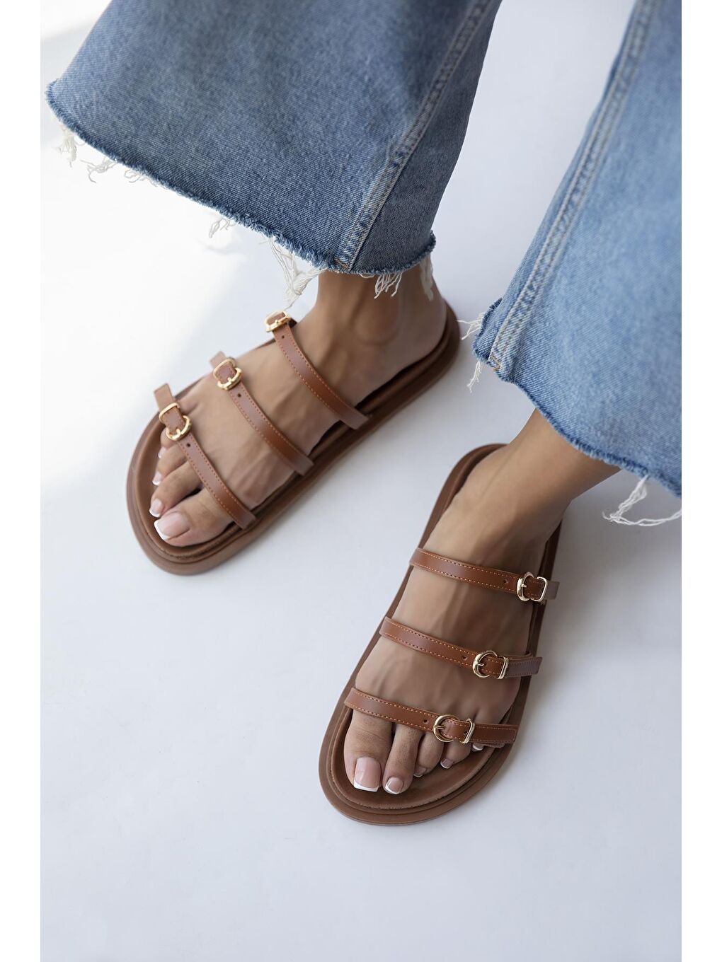 Kahverengi Eboni Kadın Toka Detay Günlük Konfor Terlik Taba-1