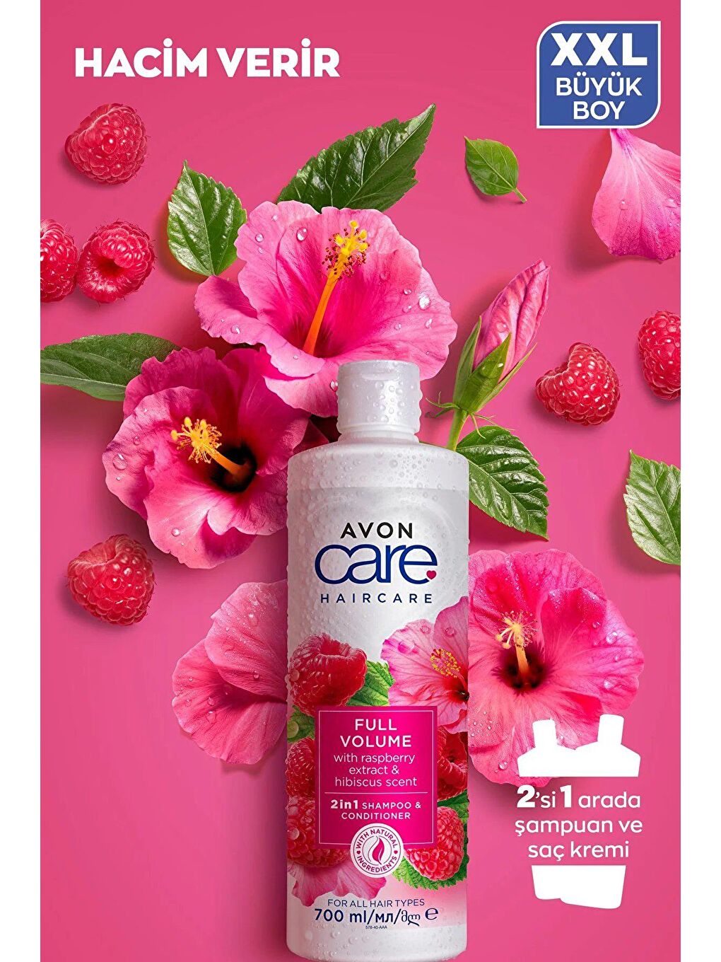 AVON Care Ahududu ve Hibiscus Kokulu Şampuan ve Saç Bakım Kremi 700 Ml. İkili Set - 3