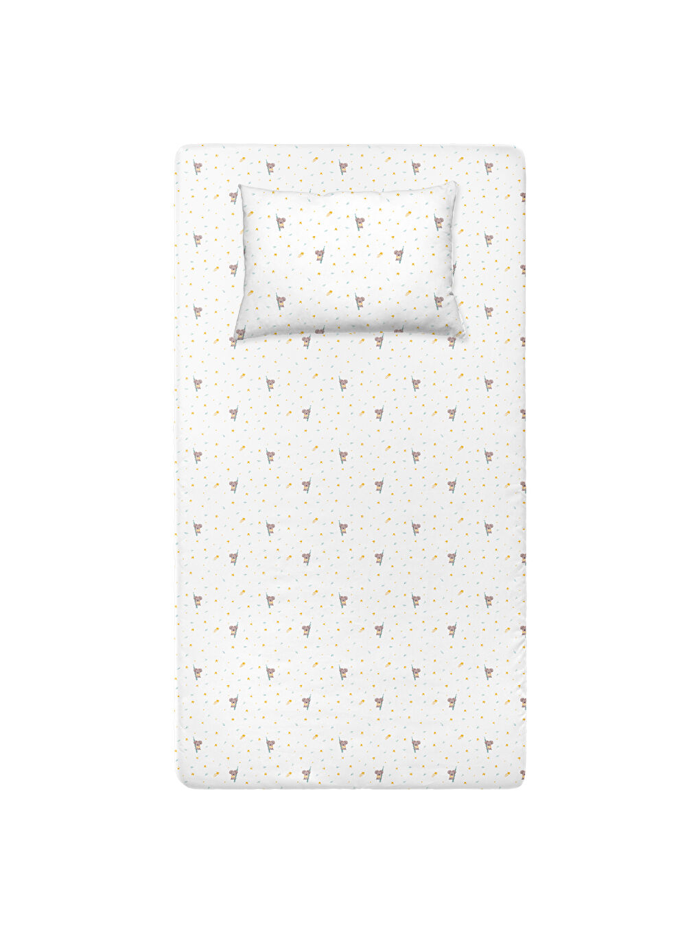 Beyaz Koko Saten Fitted Çarşaf Seti - 70x140x20+35x45cm-3