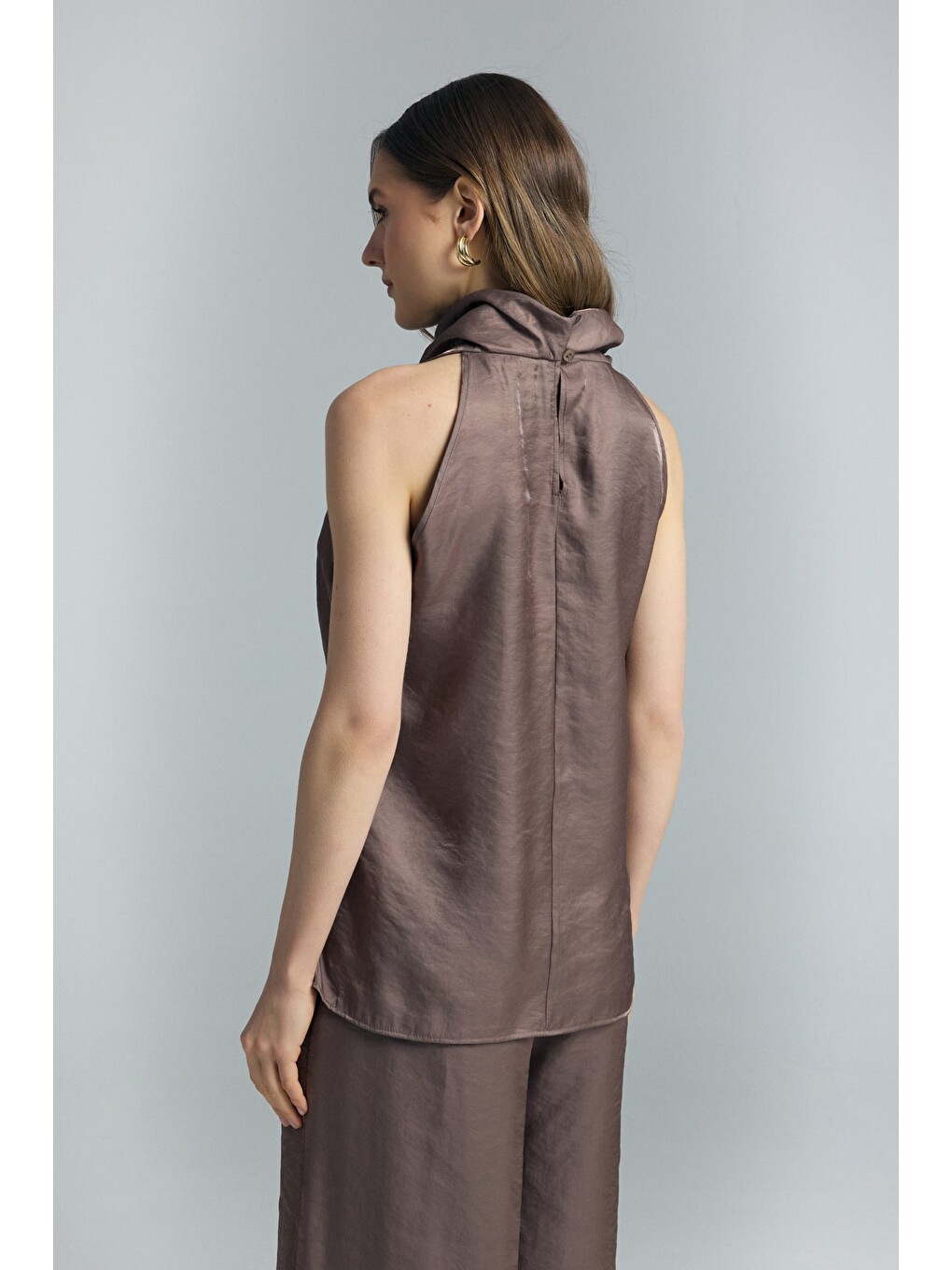 Bej Aura Bluz - Vizon-6