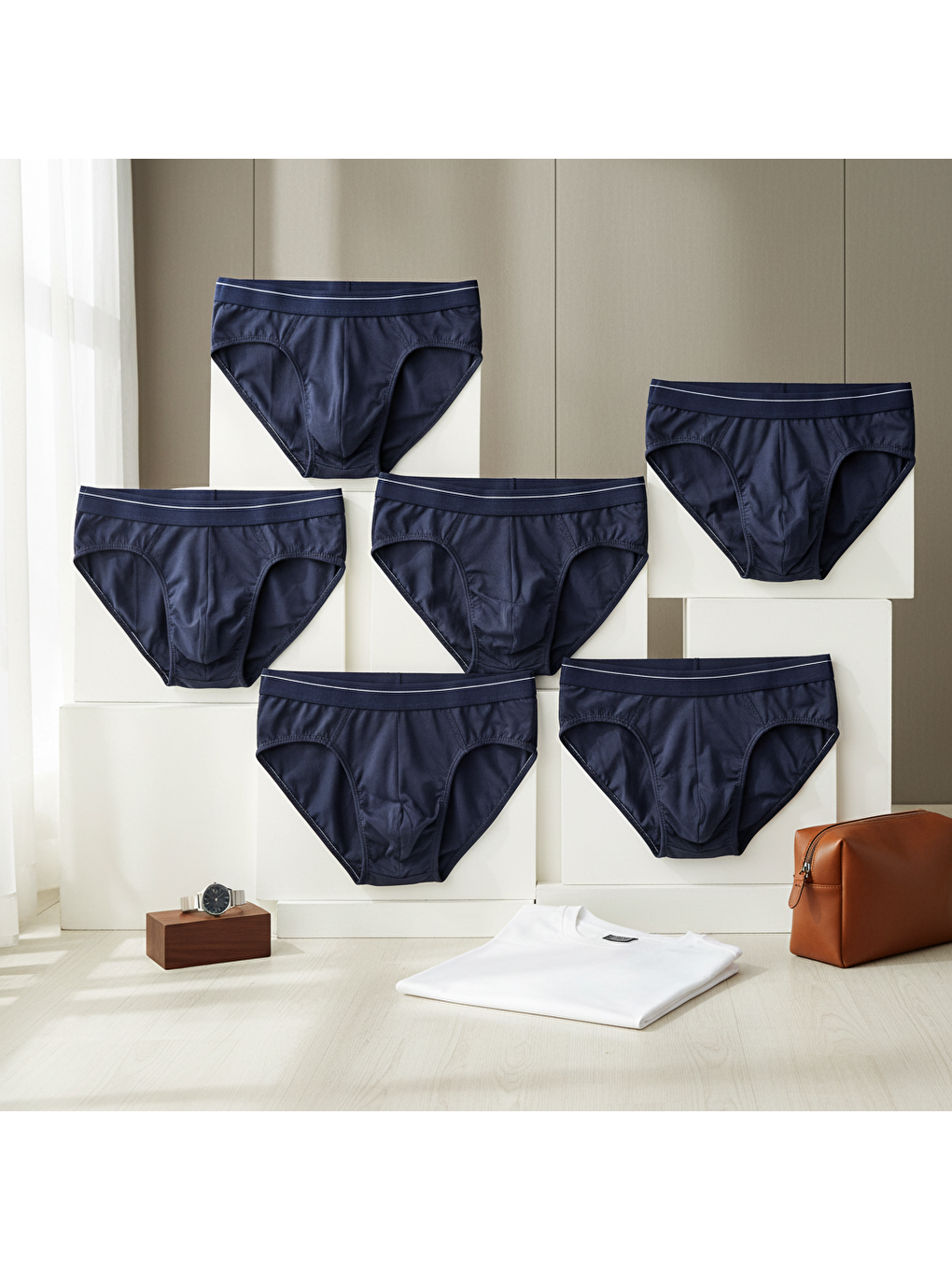 Erkek 6'lı Paket Lacivert Renk Slip Bb2788-2