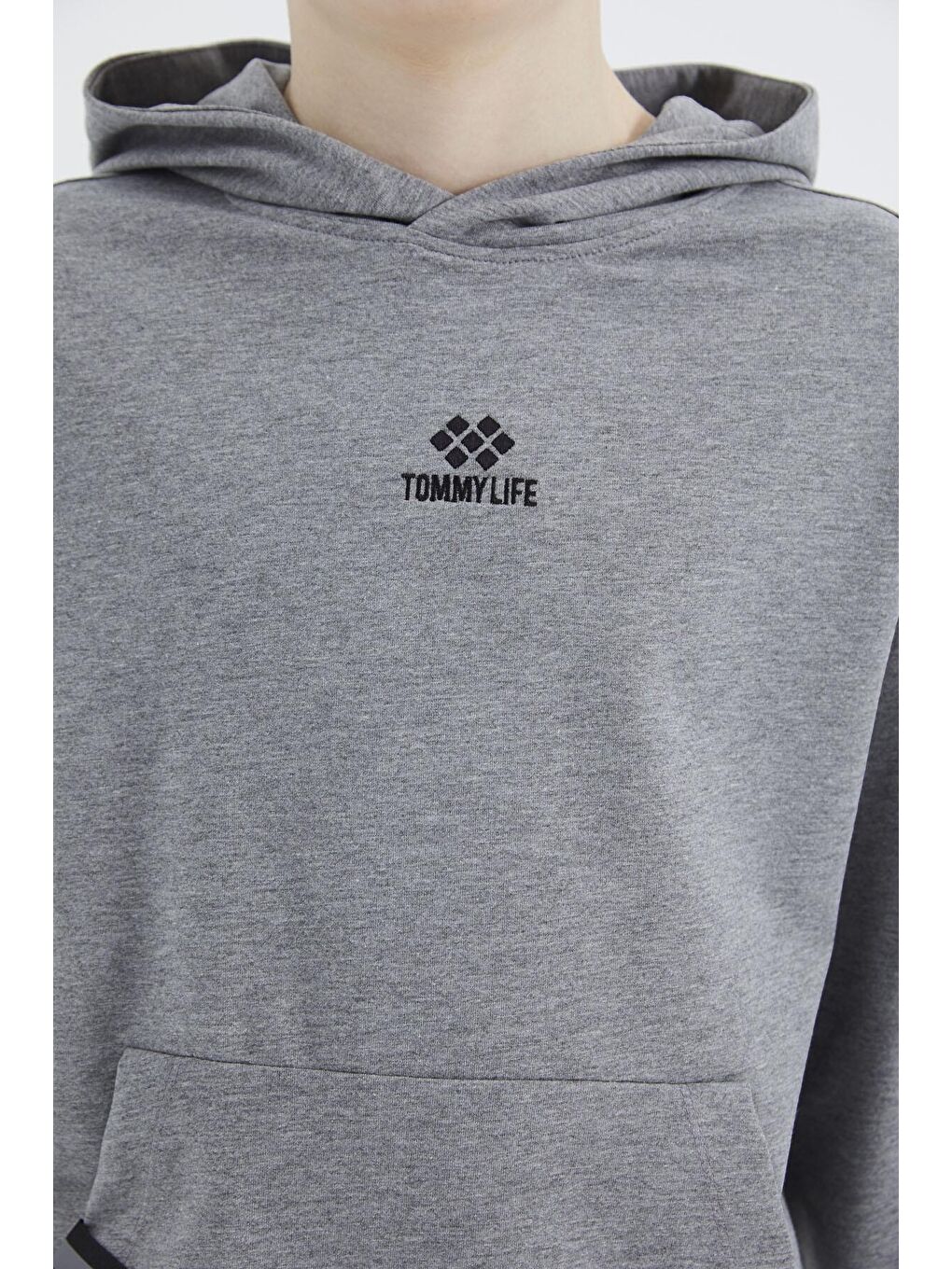 TOMMYLIFE Gri Melanj Kapüşonlu Erkek Çocuk Sweatshirt - 11177 - 1