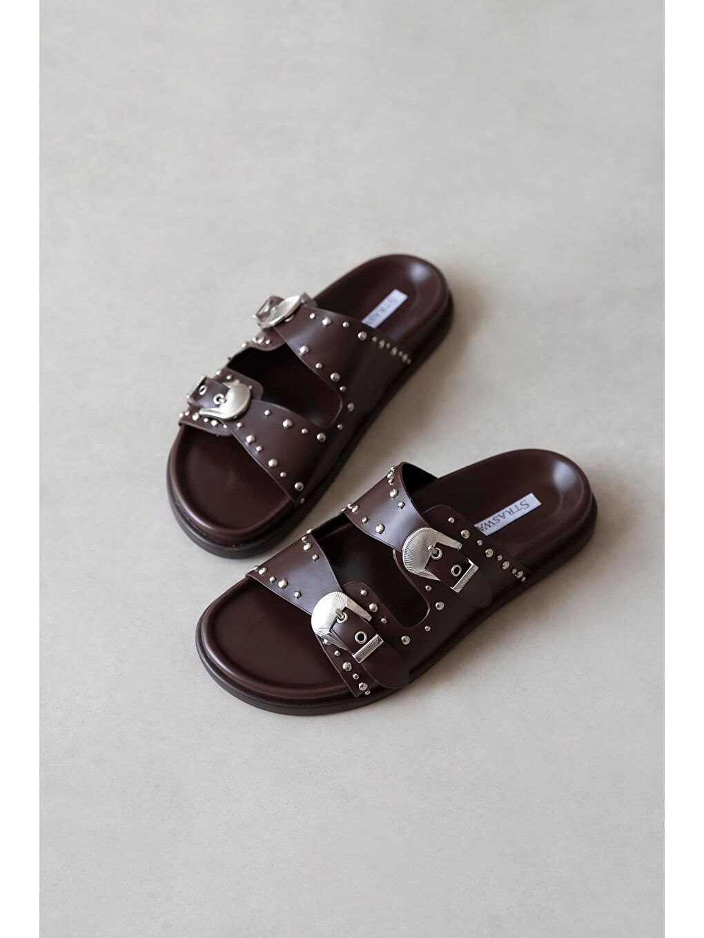 Kahverengi Gavi Kadın Drop Detay Günlük Konfor Deri Terlik Kahve-2