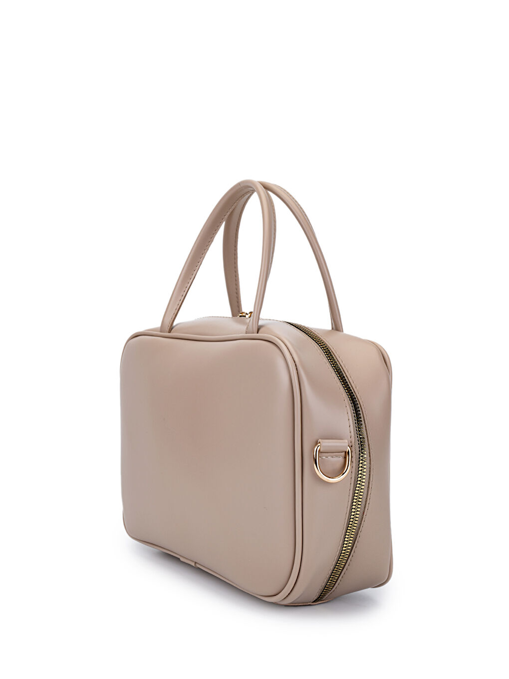 Bej Twins Suni Deri İkili Kadın Çapraz Çanta Vizon-7