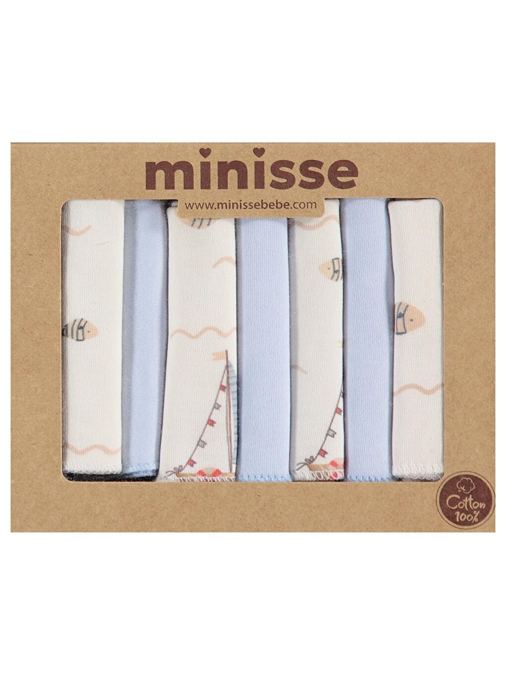 Baby Yelken Baskılı Ağız Bezi ve Mendili - Ekru