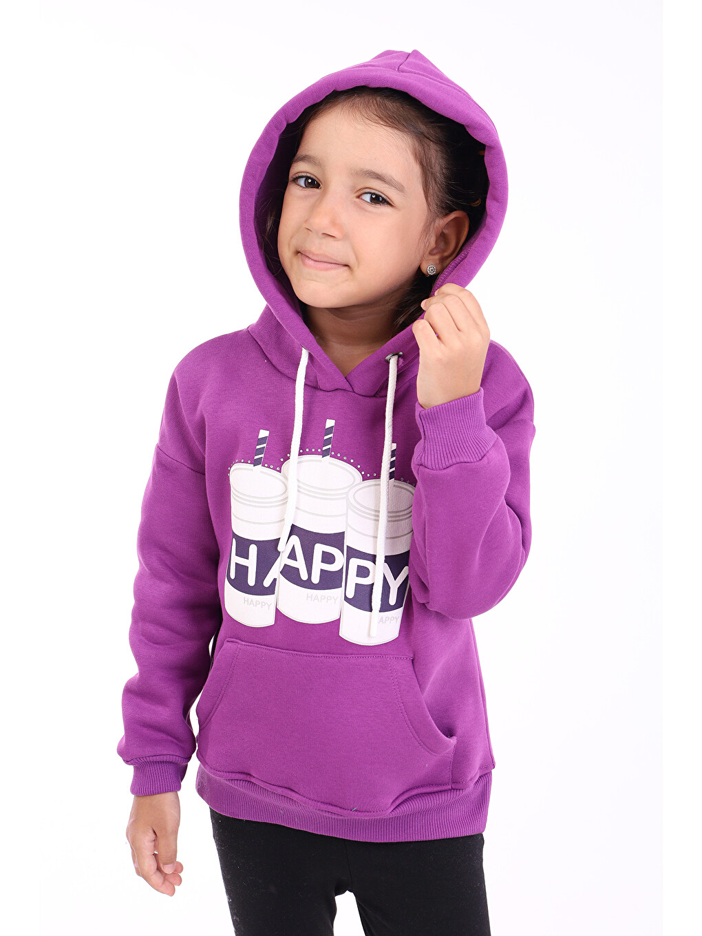 Mor Kız Çocuk Baskılı Sweatshirt