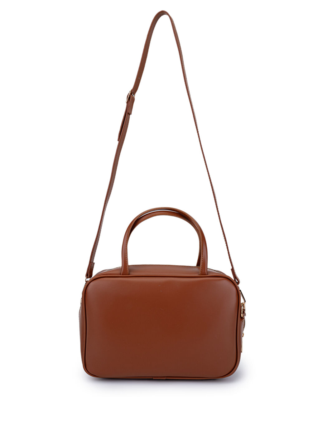 Kahverengi Twins Suni Deri İkili Kadın Çapraz Çanta Taba-3