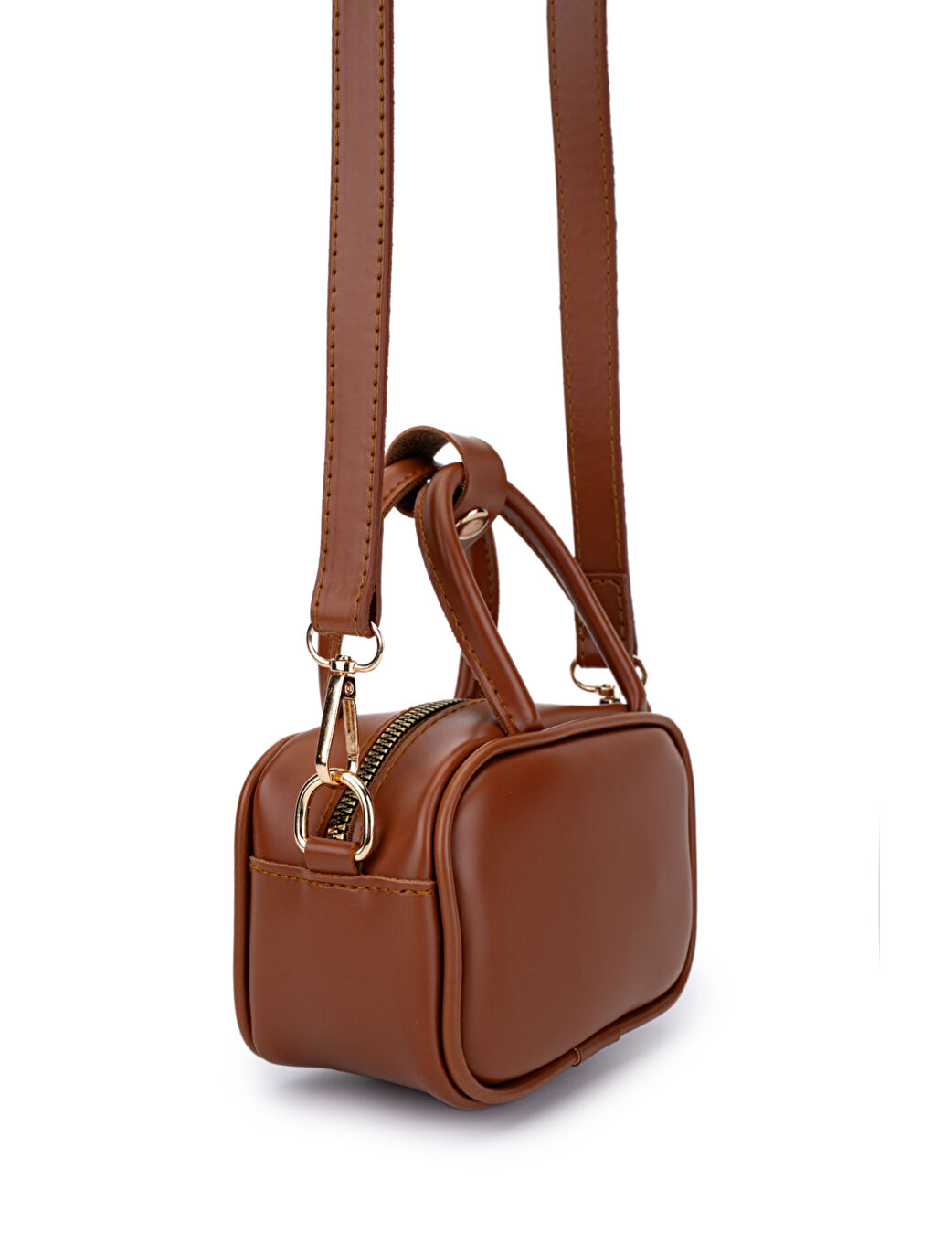 Kahverengi Twins Suni Deri İkili Kadın Çapraz Çanta Taba-6