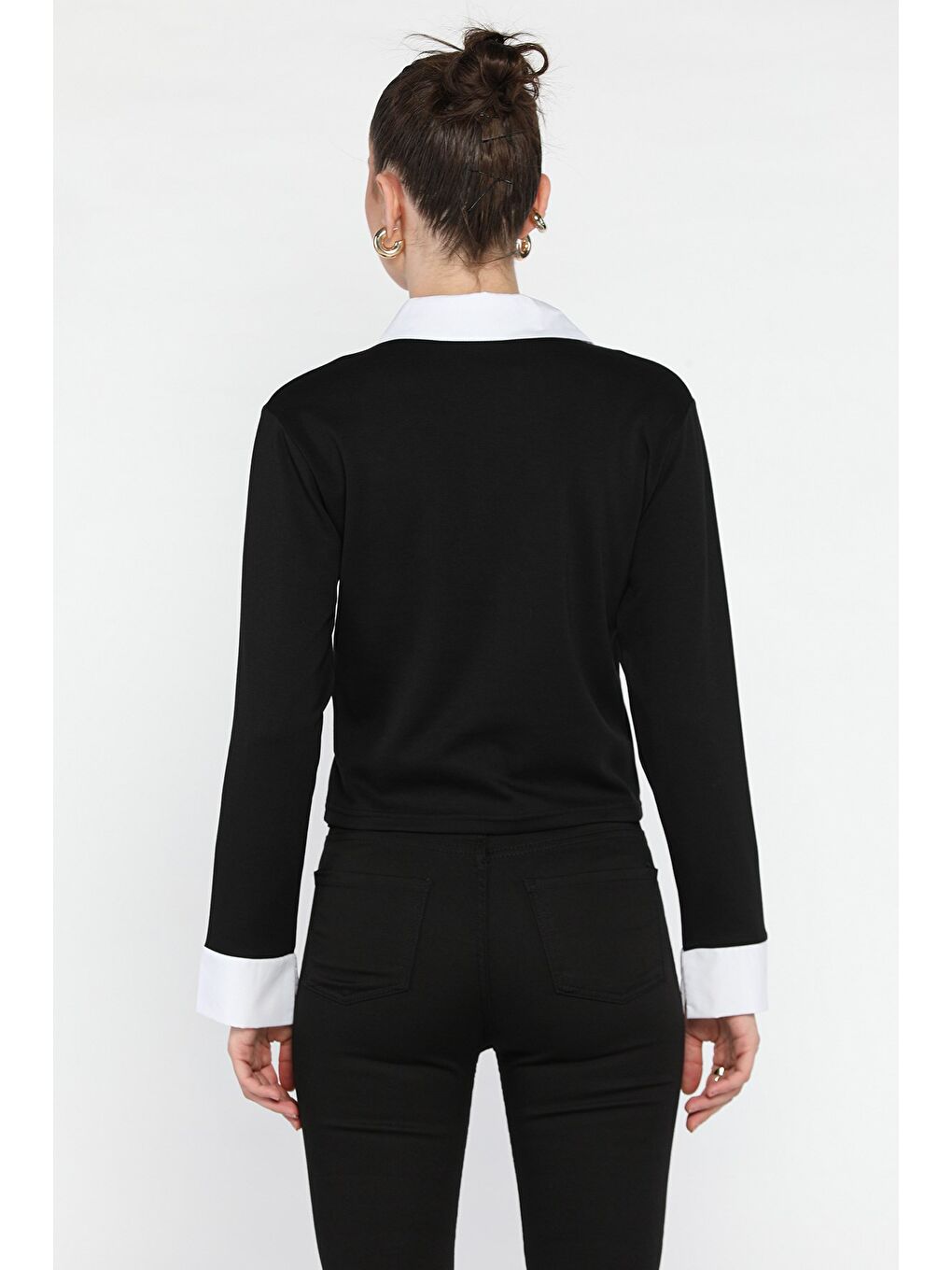 Siyah Kadın Gömlek Yaka Bluz-2