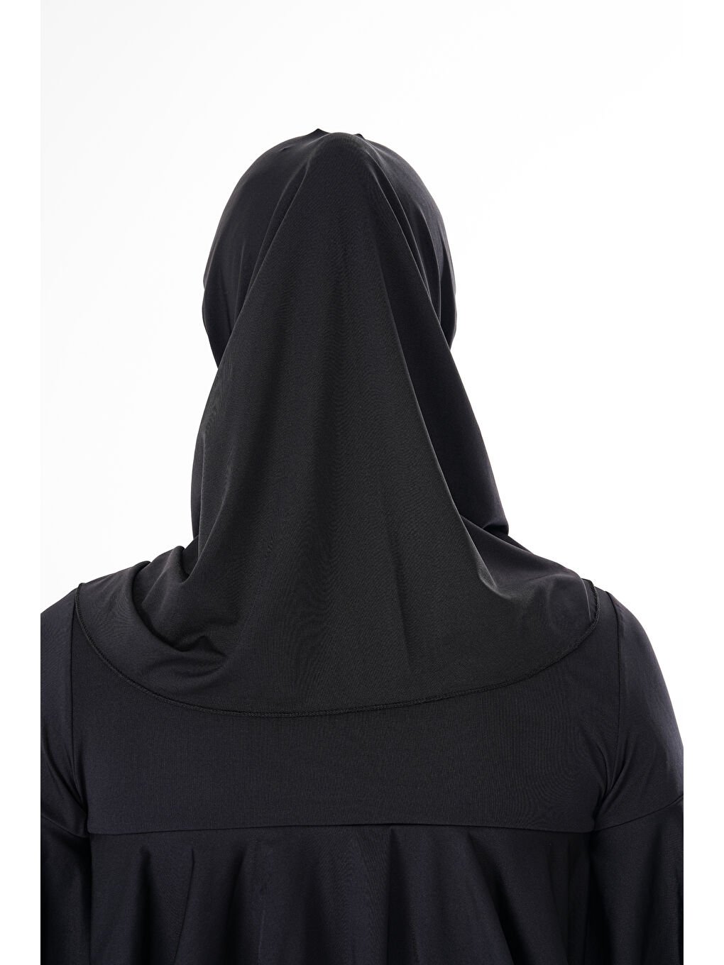 Siyah Esnek Kumaş Boynu Kapatan Eşarp Tesettür Mayo Bonesi SB549-3