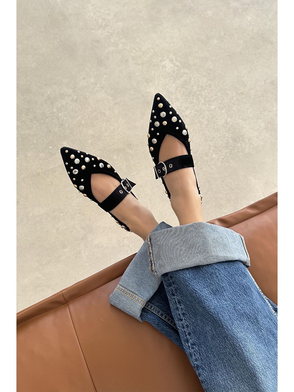 Aqua Kadın Drop Detay Kadife Babet Siyah