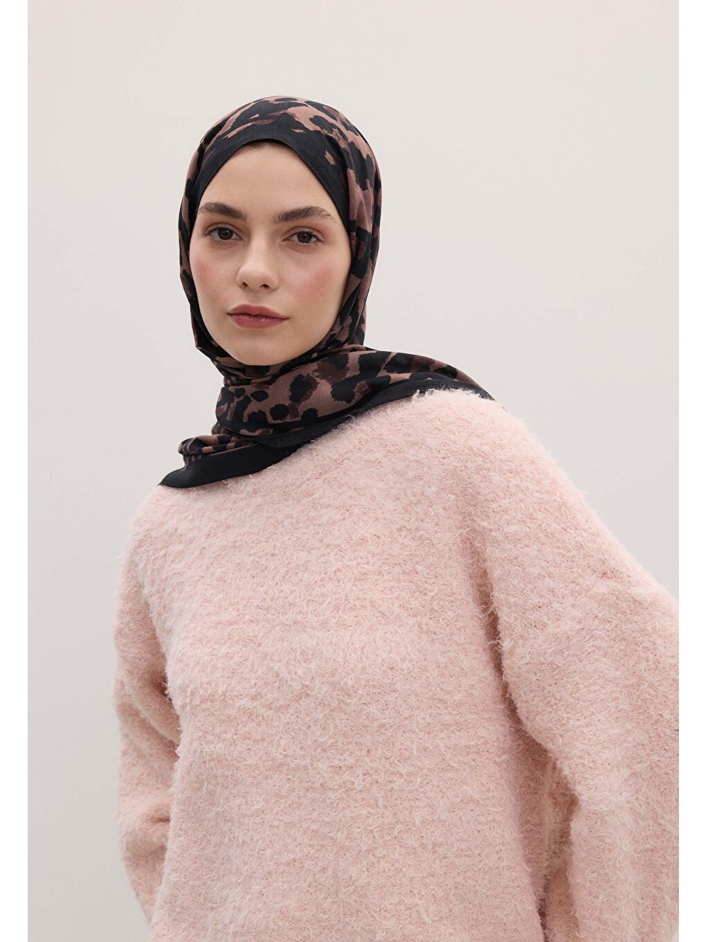 Kahverengi Leopar Desen Şal Kestane-3